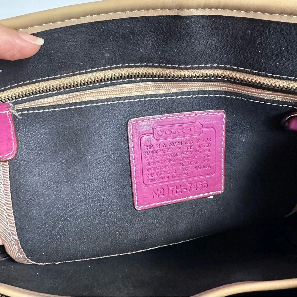 Vintage Coach Leatherware Hampton Mini Black Suede Tan Leather Shoulder Bag - Picture 12 of 16